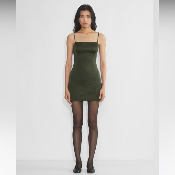 Aritzia Sunday Best Shimmer Satin Mini Dress in green size 2 - Picture 1 of 10